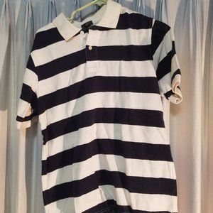 Cherokee Black & White Striped Polo